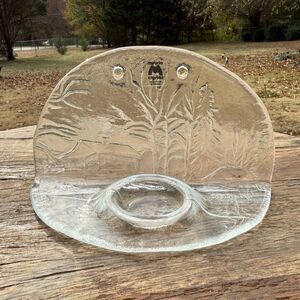 Vintage Muurla Finland Glass Tea Light Holder by Kauko Mäkinen